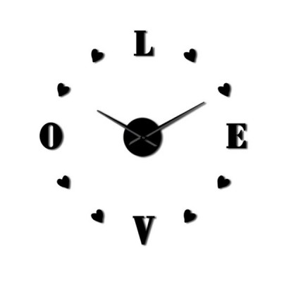 40x40 cm Αυτοκόλλητο Ρολόι Τοίχου Ακρυλικό DIY LOVE και Μηχανισμό Quartz