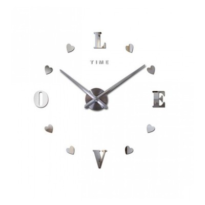 Αυτοκόλλητο Ρολόι Τοίχου Ακρυλικό DIY LOVE με Μηχανισμό Quartz 60x60cm