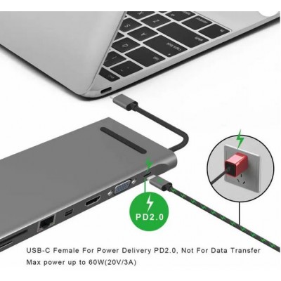 11 In 1 USB-C Docking Station με HDMI Ethernet και Συνδεση 2 Οθονών