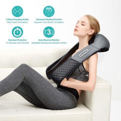 Συσκευή Μασάζ Shiatsu με Χειρολαβές για Αντιμετώπιση Πόνου σε Όλο το Σώμα με 16 Κεφαλες & Θερμότητα - Υπέρυθρη Ακτινοβολία