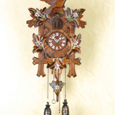 Ξύλινο Ρολόι Κούκος, Χειροποίητoς Σκαλιστός Ζωγραφισμένος στο Χέρι 35cm