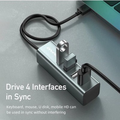 Μεταλικός Αντάπτορας - USB HUB Φόρτισης & Μεταφοράς Δεδομένων με 4 Θύρες USB 2.0 LED CL-122